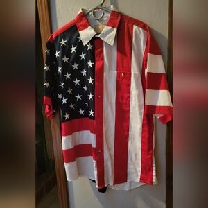 Mens short sleeve Patriotic dress  shirt